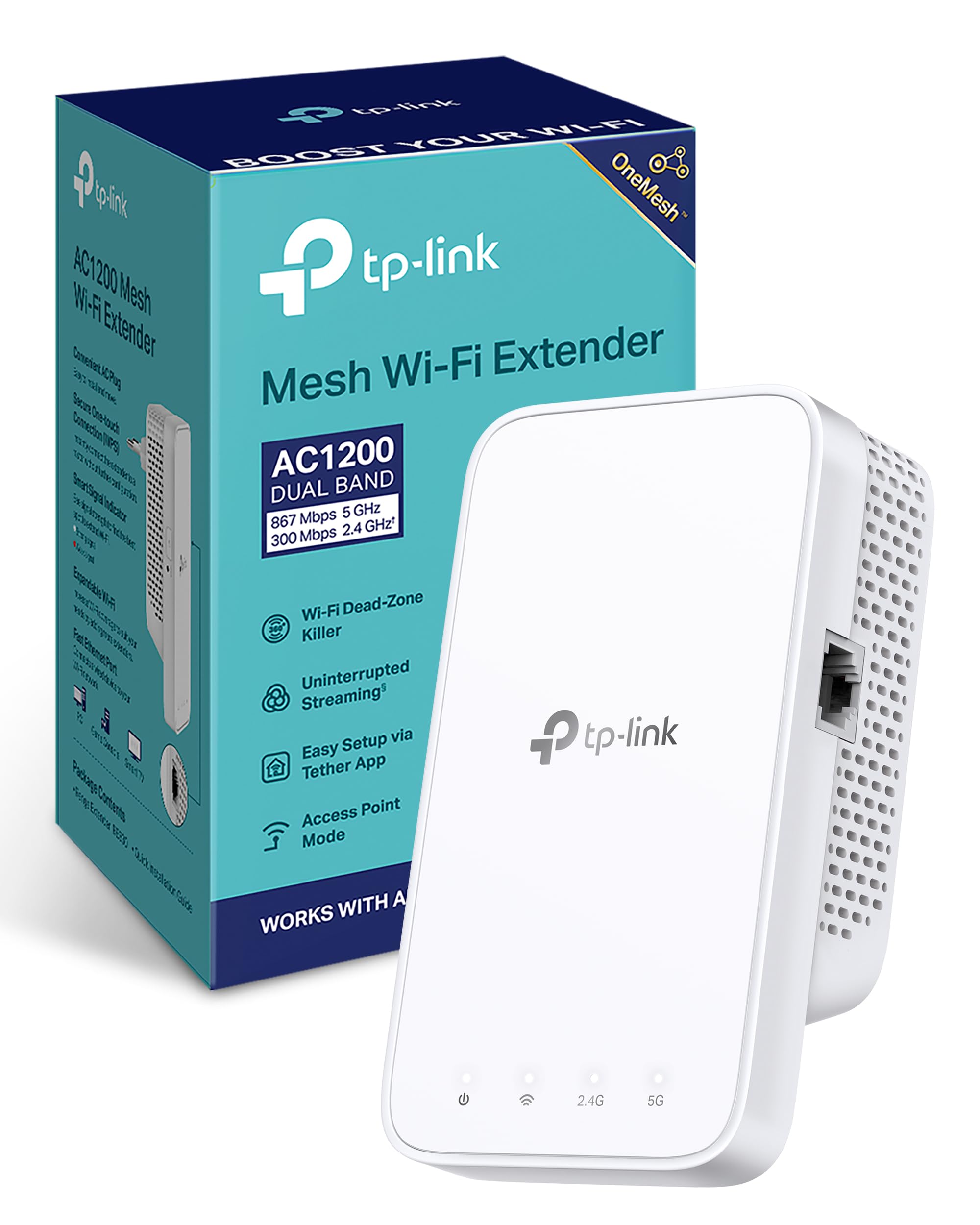 TP-Link RE330 - Repetidor WiFi 5 AC1200 de Doble Banda, Puerto Ethernet
