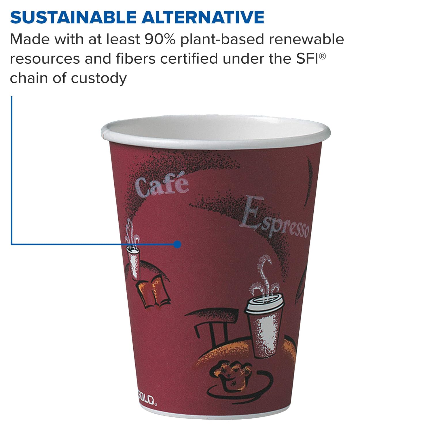 Solo 412SIN-0041 12 oz Bistro SSP Paper Hot Cup (Case of 1000) - Image 3