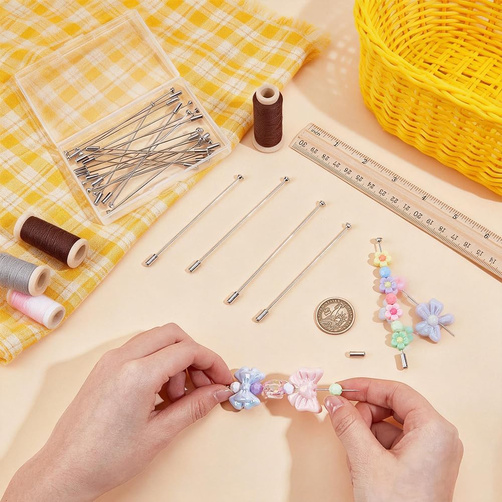 BENECREAT 30 Pack Fashion Rhinestone Hat Clutch Pins, 3.74 inch Long Lapel Stick Pins, Stainless Steel Jewelry Making Pin for Costume Decor and Special Occasions