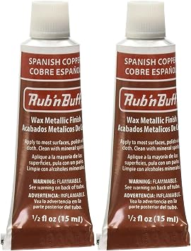 F|S FRAMER SUPPLY Amaco Rub n Buff Wax Metallic Finish - 2 Spanish Copper 15ml Tubes - Versatile Gilding Wax for Finishing Furniture Antiquing and Restoration - Rub and Buff Colors Set of Two
