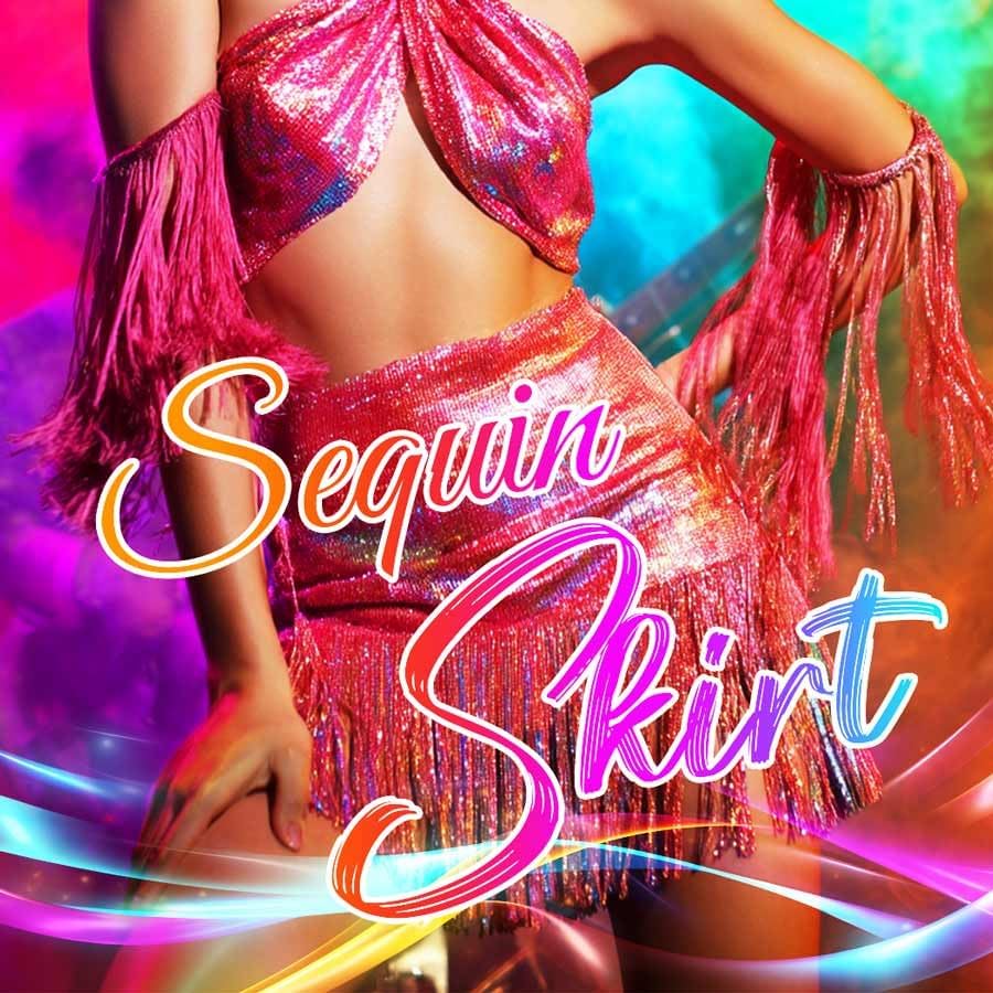 Latious Carnival Black Sequin Skirt Fringe Sparkly Belly Dance Skirt Mermaid Costume Skirts for Women - Image 2