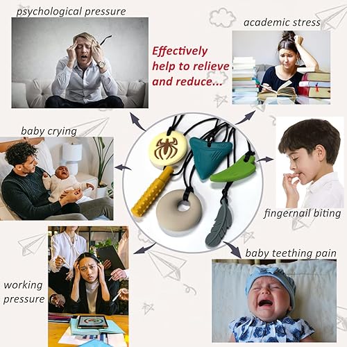 Miniatura 7 de Collares masticables para niños sensoriales, paquete de 6, collar masticable, juguetes sensoriales para niños con autismo, TDAH, SPD, juguetes de