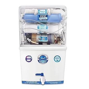 KENT Elegant RO Water Purifier | 4 Years Free Service | Multiple Purification Process | RO + UF + TDS Control + UV LED Tank | 8L Tank | 15 LPH Flow | White