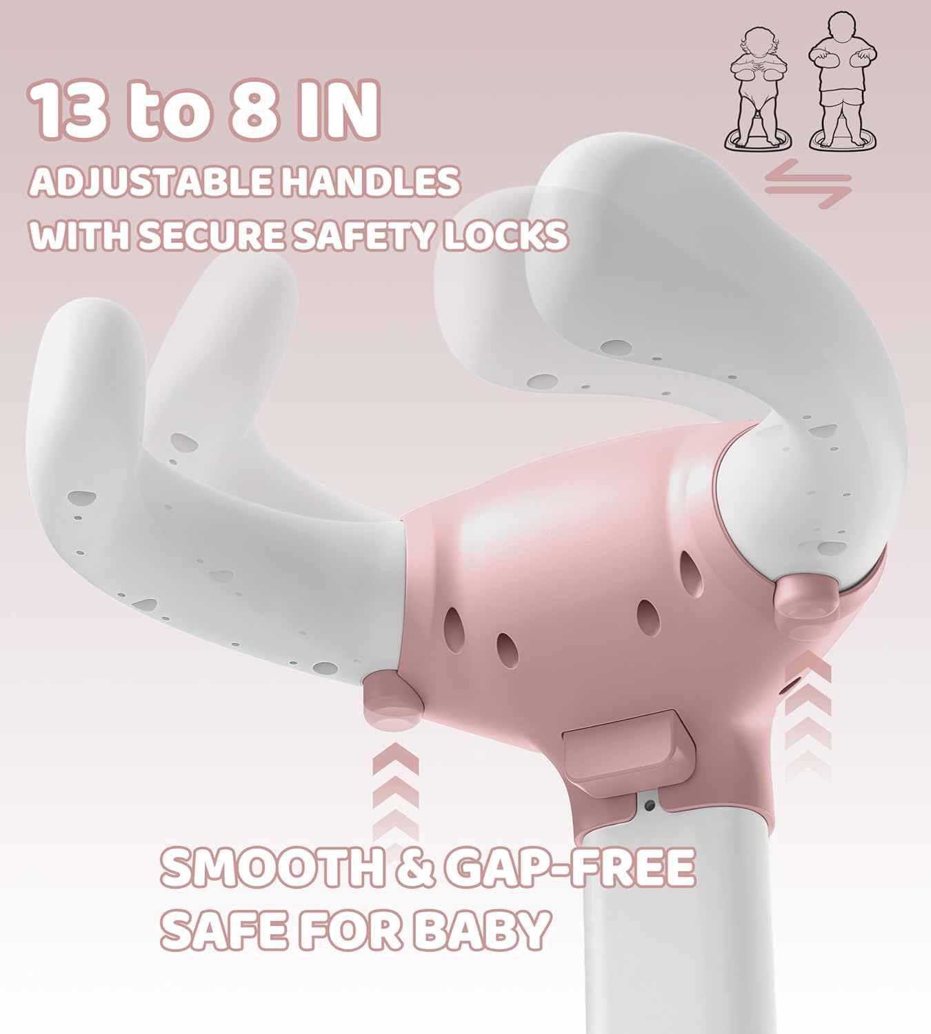 Baby Bath Stand, Foldable Standing Bathtub for Baby, Shower Stand and Bath Support for Infants and Toddlers (6–36 Months), Non-Slip Adjustable Baby Standing Support, Pink