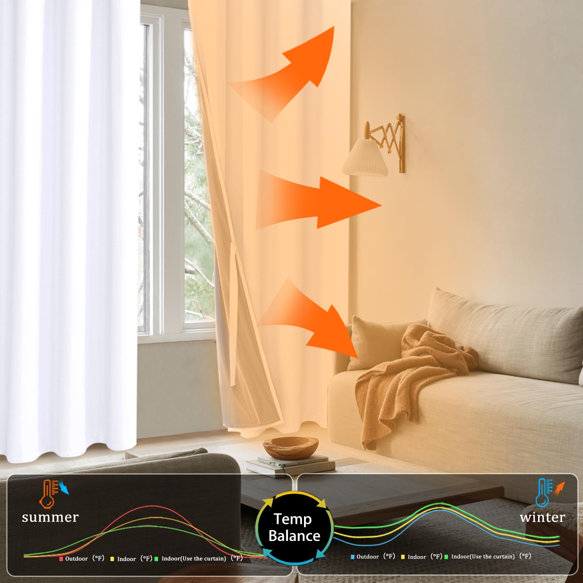 XWZO Tende 100% oscuranti, 2 pannelli con fermatenda, blocco termico e della luce, trattamento per finestre, con fodera nera, per camera da letto/asilo, con occhielli nella parte superiore, colore