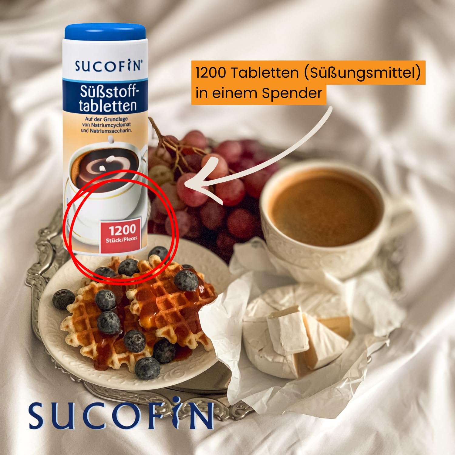 SUCOFIN Süßstoff Tabletten 40er Pack x (1200 Stk á 72g) Tafelsüße für Kaffee Vorteilspack