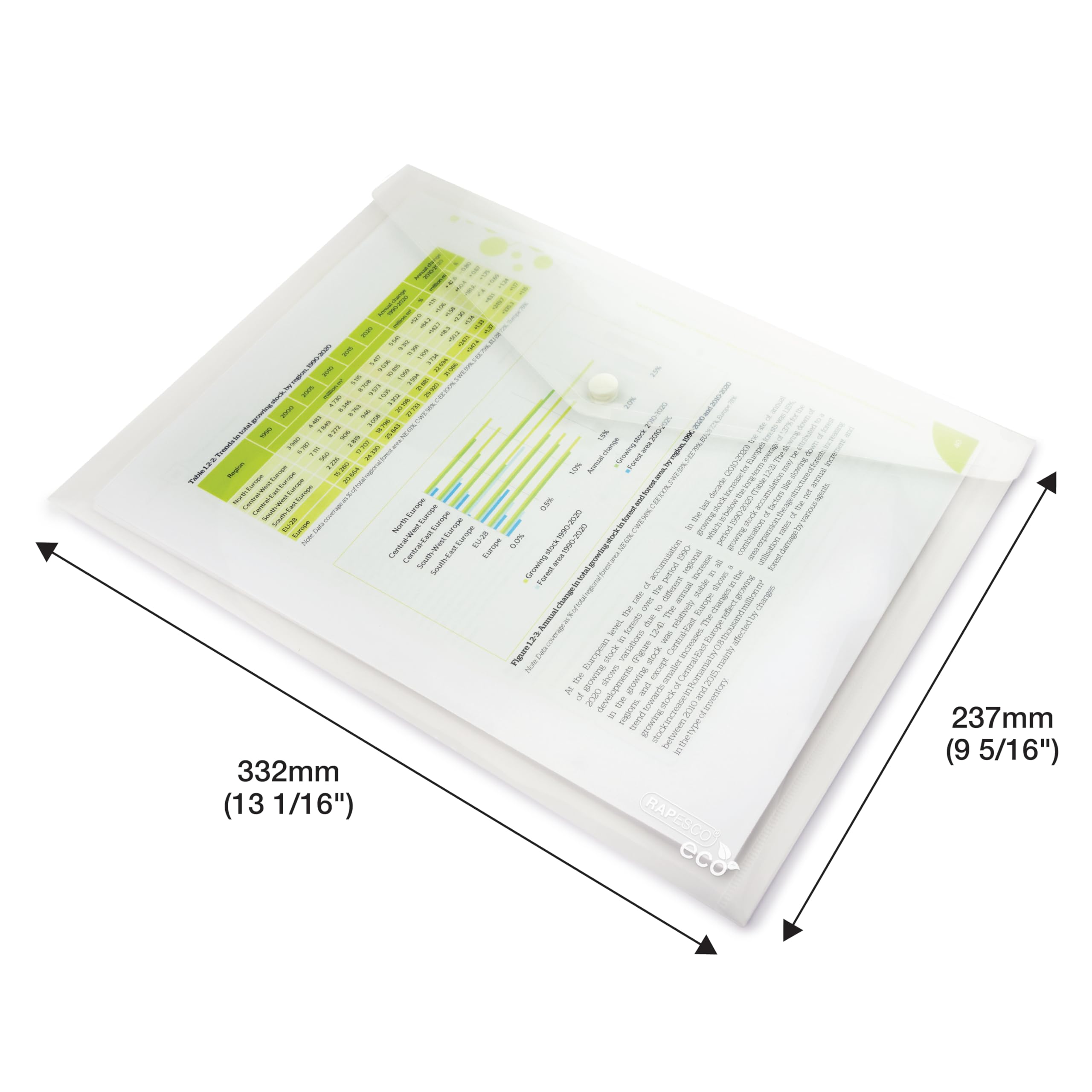 Rapesco 1040 ECO Plastikowe Portfele, A4, Przezroczysty, Opakowanie 5