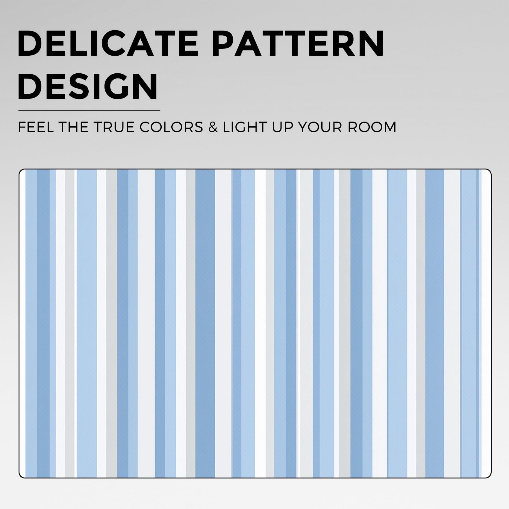 Generisch Streifen Vorhänge Wohnzimmer, Verdunklungsvorhänge Blau Weiß Gestreift mit Ösen, Vorhang Blickdicht mit Muster, Gardinen für Wohnzimmer Deko 2er Set, H 200 X B 140 cm B-D57
