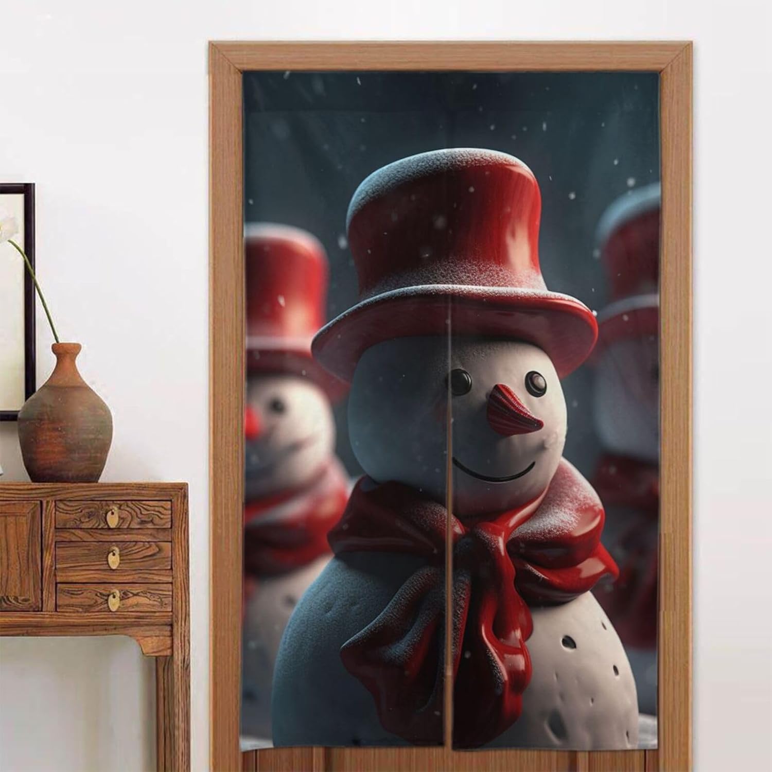 Door Curtains Fengshui Curtain Snowman Decorations Tapestry Blackout Curtain for Doorway Privacy Door Window Curtain Door Sidelight Curtain for Home Bedroom Kitchen Decoration 34x56in