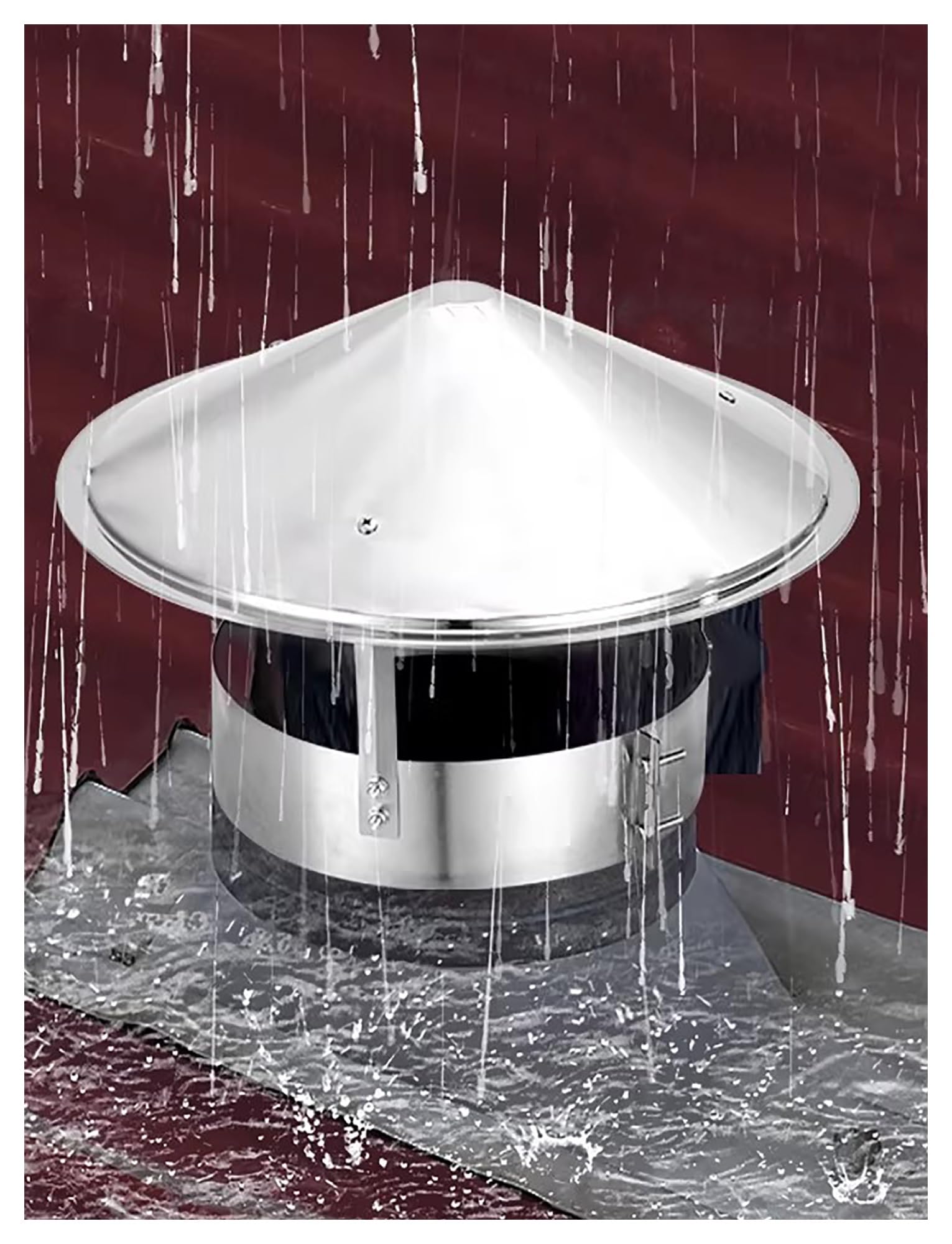 Cubierta de lluvia para tejado con ventilación de acero inoxidable
