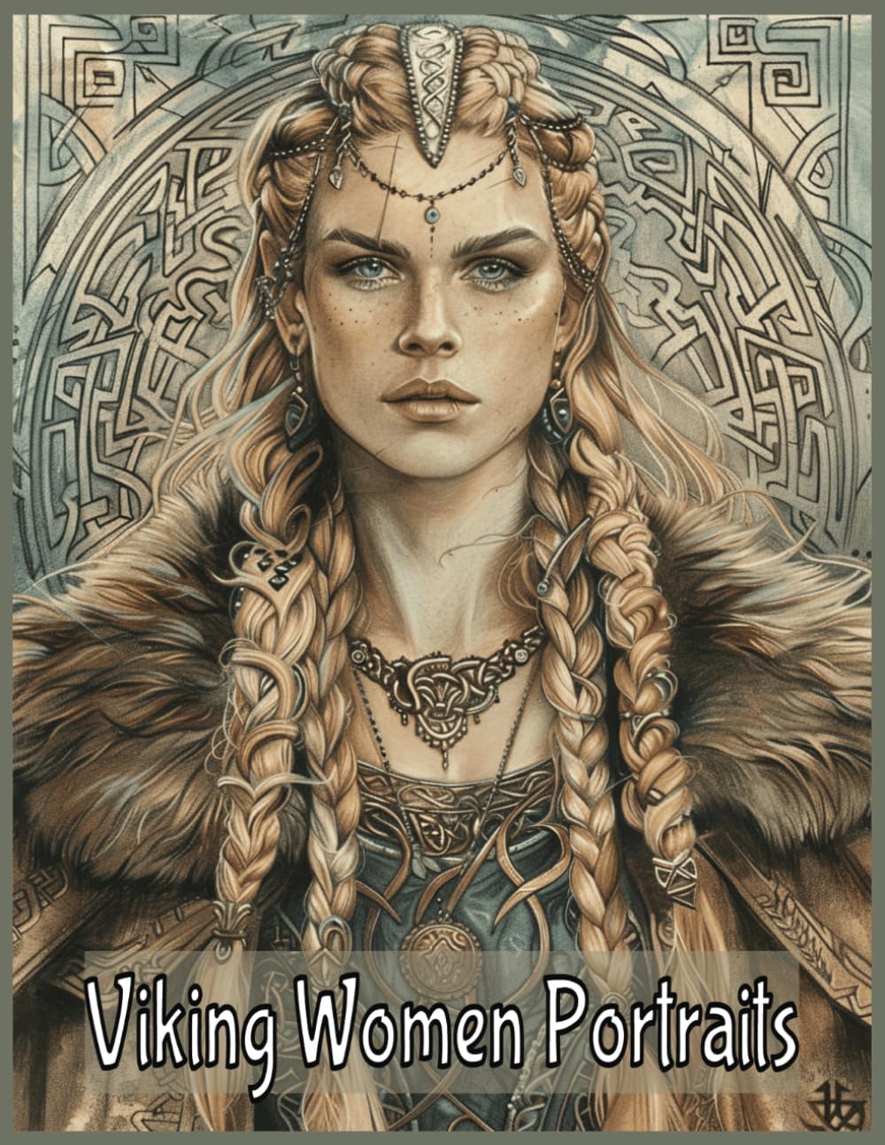 Viking Women Portraits Coloring Book for Adults and Teens: 60 Grayscale Images of Nordic Beauties for Stress Relief (Grayscale Portraits Coloring Books)