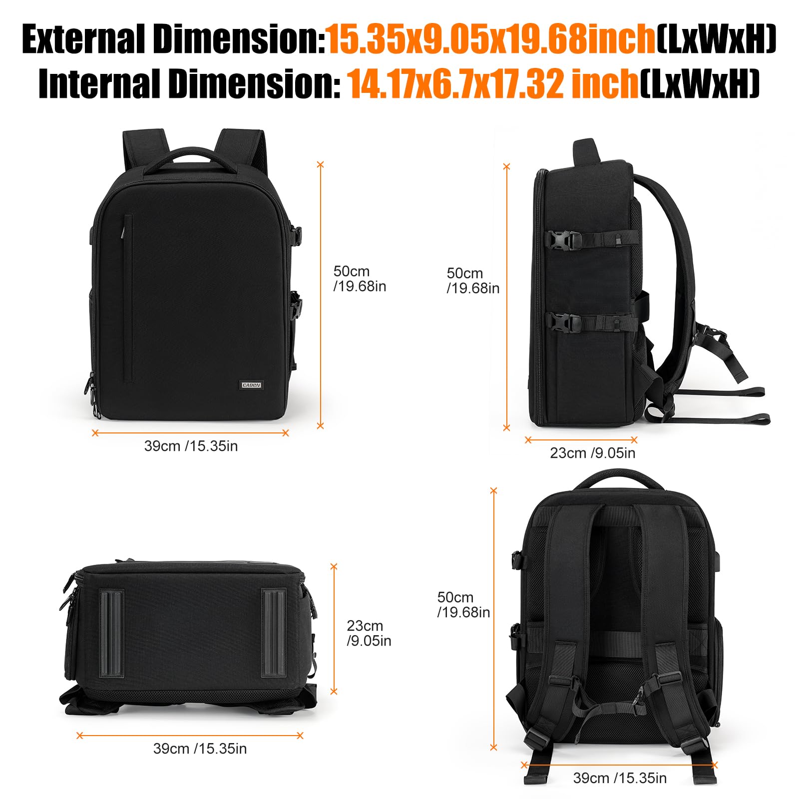 CADeN Sac à dos pour appareil photo - Imperméable - Compatible avec Sony, Canon, Nikon