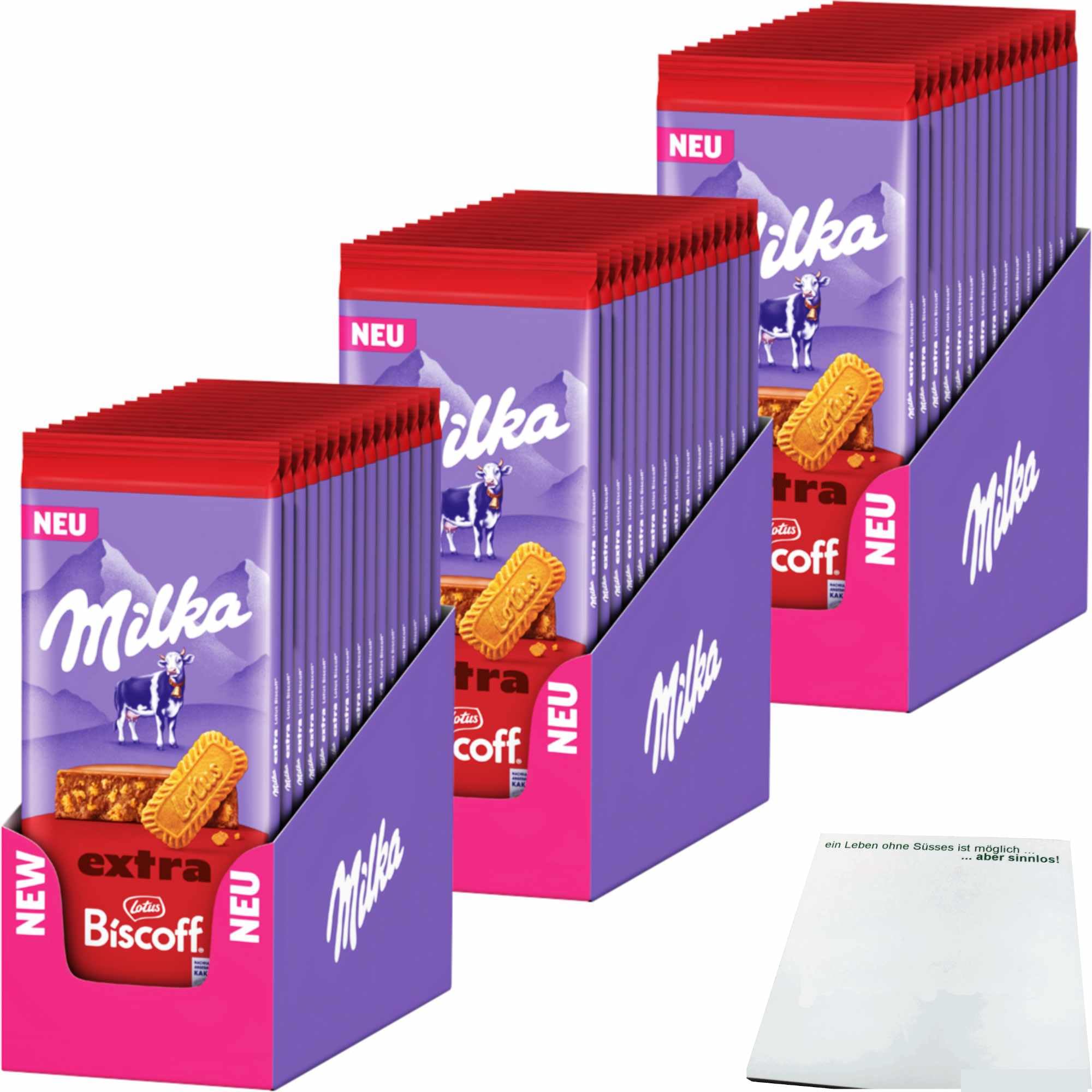 usy Bundle für Milka Extra Biscoff Lotus 3er Pack (3x 15x190g) Tafel VPE + usy Block
