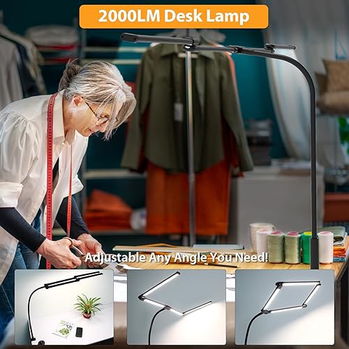 Miniatura 6 de iVict Lámpara de escritorio para oficina en casa, lámpara de mesa flexible de cuello de cisne de 24 W, lámparas de escritorio con abrazadera, 10