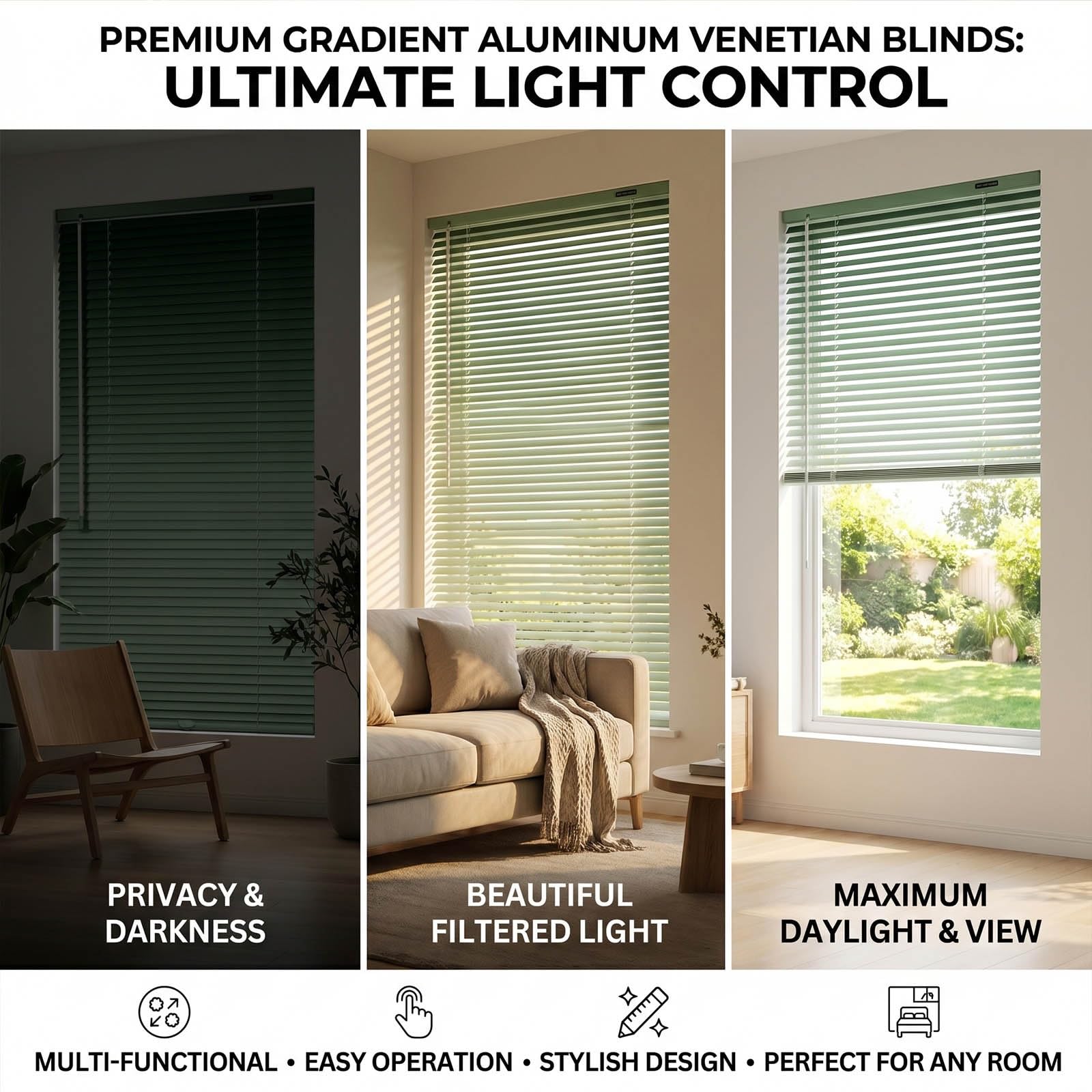 Persiana Veneciana para Ventana Aluminio, Persianas Venecianas Interior, Lamas 25mm, Estor Horizontales Ajustable Privacidad Blackout para Cocina Oficina(Gris,W:120 x H:250cm)