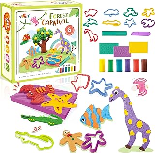 مجموعة صلصال اللعب فن انيمال فاكتوري للأطفال في سن 4 إلى 8 سنوات من حساياقي ألعاب الفنون والحرف اليدوية هدية للبنات والأولاد 14 أداة 6 ألوان