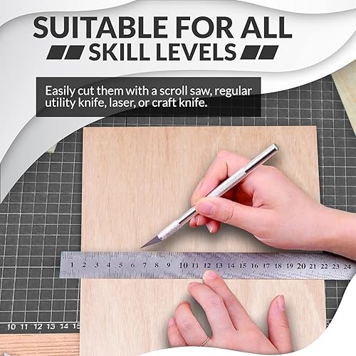 Miniatura 3 de Hojas de tilo de caoba para manualidades de 18 pulgadas, hojas de madera contrachapada de 0.118 in para corte y grabado láser, quema de madera,