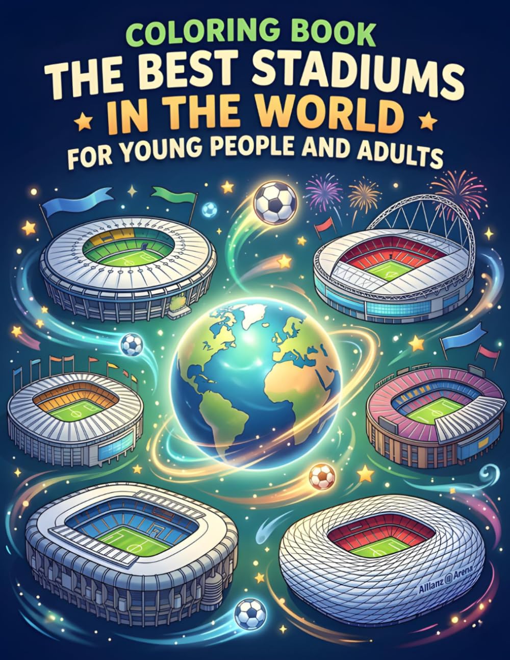 COLORING BOOK ABOUT THE BEST STADIUMS IN THE WORLD FOR YOUNG PEOPLE AND ADULTS
