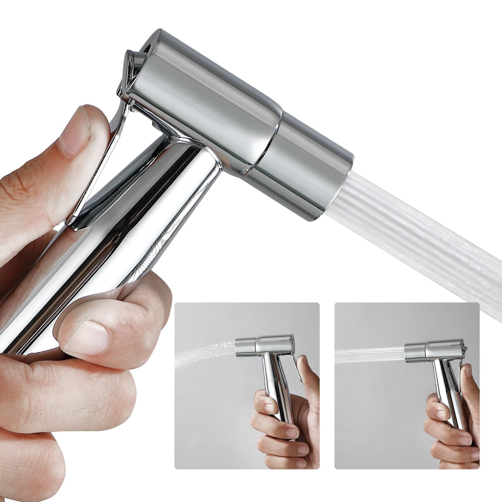 BARROCK 2 Pack Bidet Sprayer Head Stainless Steel Handheld Shattaf Jet Spray Attachment for Toilet, Baby Cloth Diaper Sprayer with Adjustable Water Pressure Control, Chrome