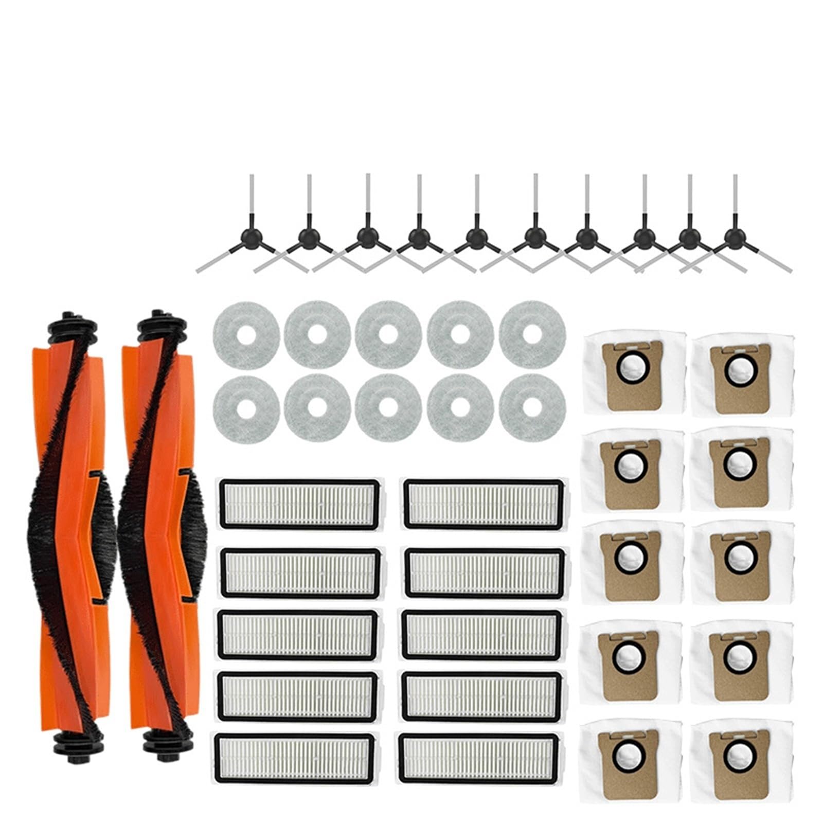 Compatible for Xiaomi Robot Vacuum X20 Max / D109GL Main Brush, Side Brush, HEPA Filter, Mop Cloth, Dust Bag Accessories(Dark Khaki)