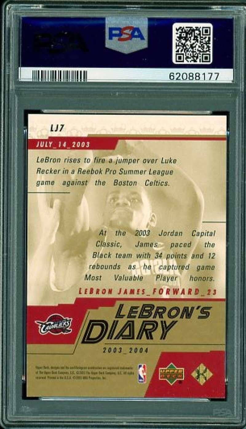 LeBron James Rookie Card 2003-04 Upper Deck Diary #LJ7 PSA 9 - Basketball Slabbed Rookie Cards