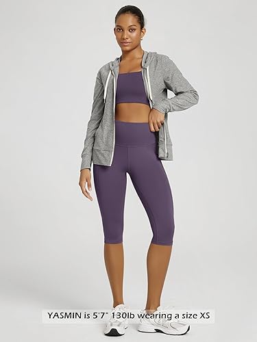 Miniatura 208 de ODODOS - Leggings tipo capri de mujer, no se traslucen y modelan el abdomen, con cintura alta y bolsillos; para hacer yoga, atletismo, ejercicio