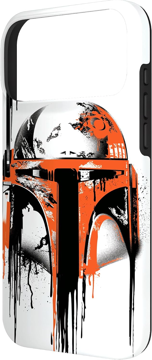 Star Wars Boba Fett Helmet Paint Drip White Case for iPhone 17 Pro Max