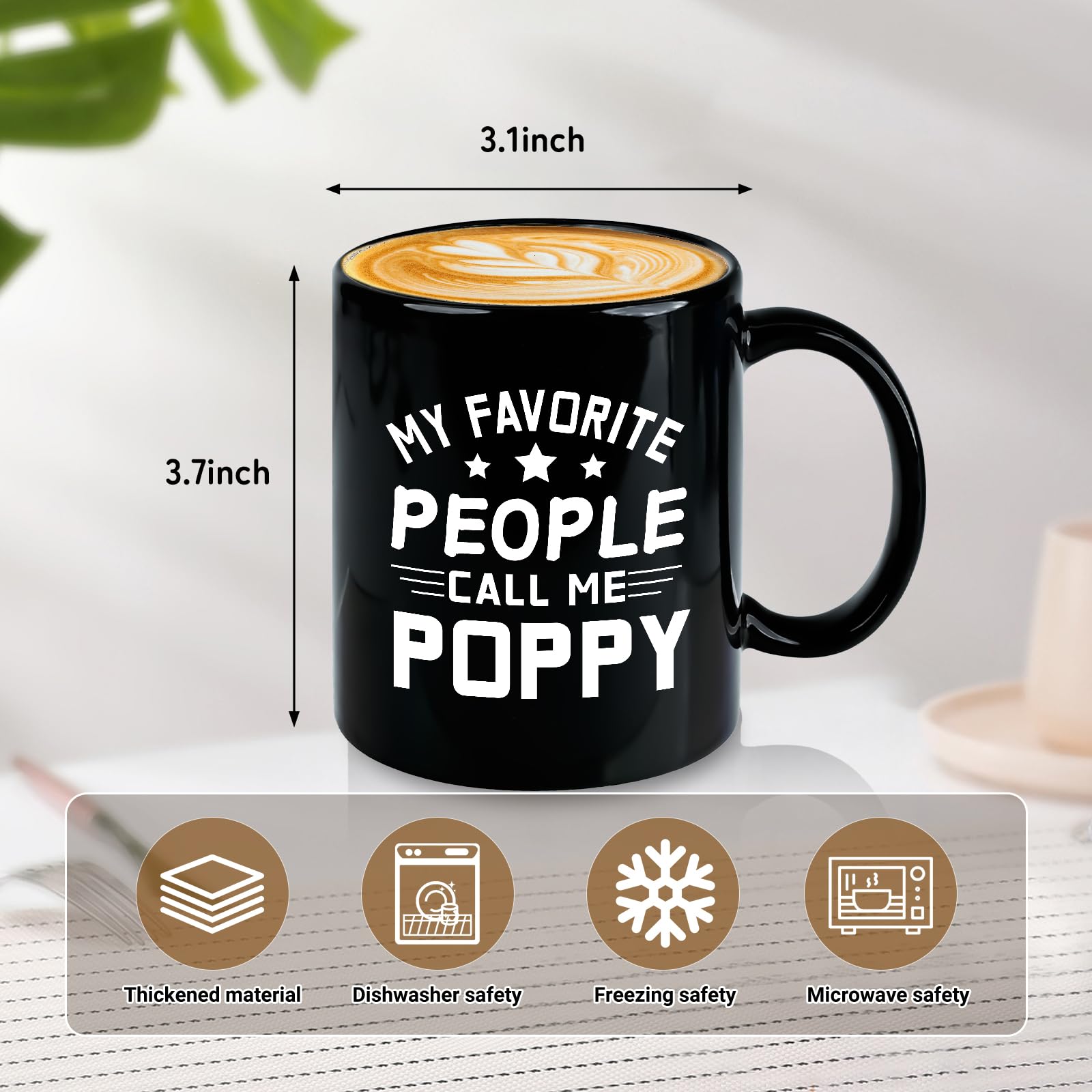 Grandpa Gifts, My Favorite People Call Me Poppy Coffee Mug, Fathers Day Birthday Christmas Gift for Grandpa Dad Grandfather Men Him from Grandkids, 11Oz