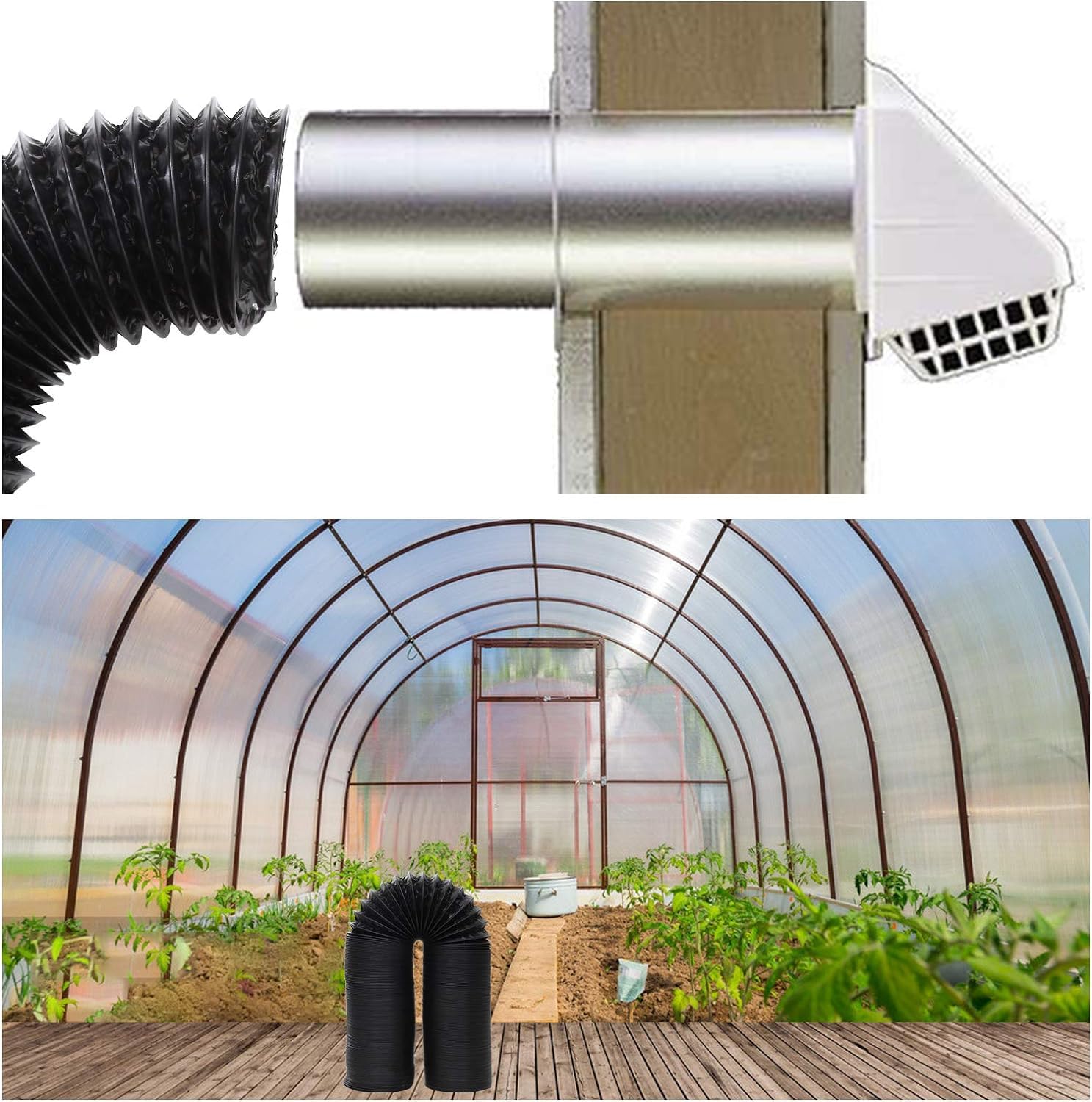 Tubo flessibile da 12,7 cm, 5 m, in alluminio nero, con 2 morsetti a vite per riscaldamento, ventilazione, aria condizionata (HVAC), soffiatore per barca, tende di scarico