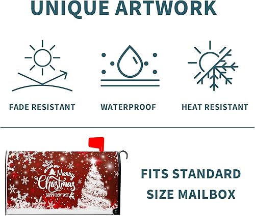 Miniatura 179 de Winter Cardinal Birds - Funda magnética para buzón, tamaño estándar de 25.5 x 21 pulgadas, diseño de pájaros rojos navideños para buzón