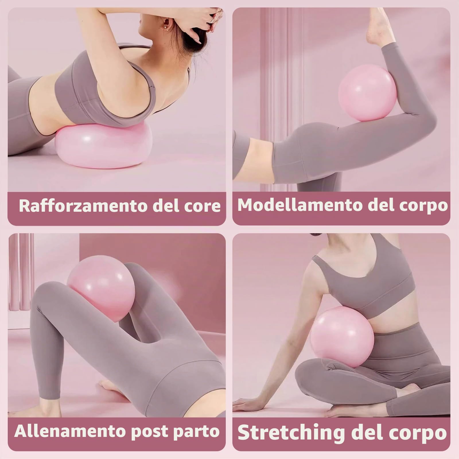 Vortix 3/6 palline da pilates, 25 cm, anti-esplosione e antiscivolo, piccola palla da ginnastica con tubo gonfiabile, palla da pilates per muscoli del pavimento pelvico, per yoga e fitness
