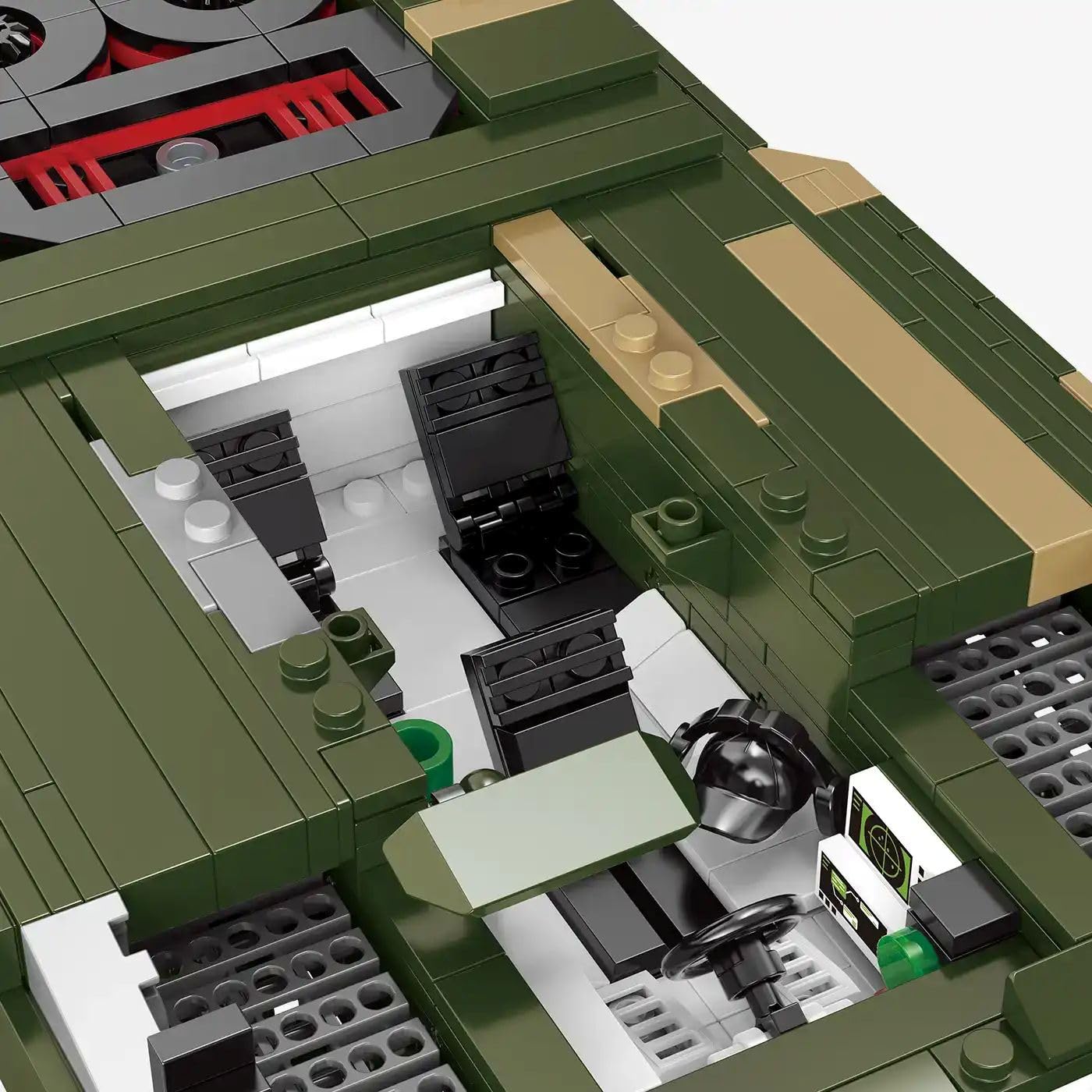 BlueBrixx Pro 109783 Kampfpanzer Leopard II PSO, 1292 Klemmbausteine | 312 x 140 x 165 mm, Tarnoptik in Grün und Beige, breites Frontschild, zwei Antennen, kompakte Sammlergröße