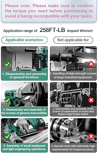 Miniatura 2 de Llave de impacto inalámbrica, pistola de impacto de 1/2, 2 baterías, pistola de impacto, con 5 enchufes, destornillador de impacto eléctrico para