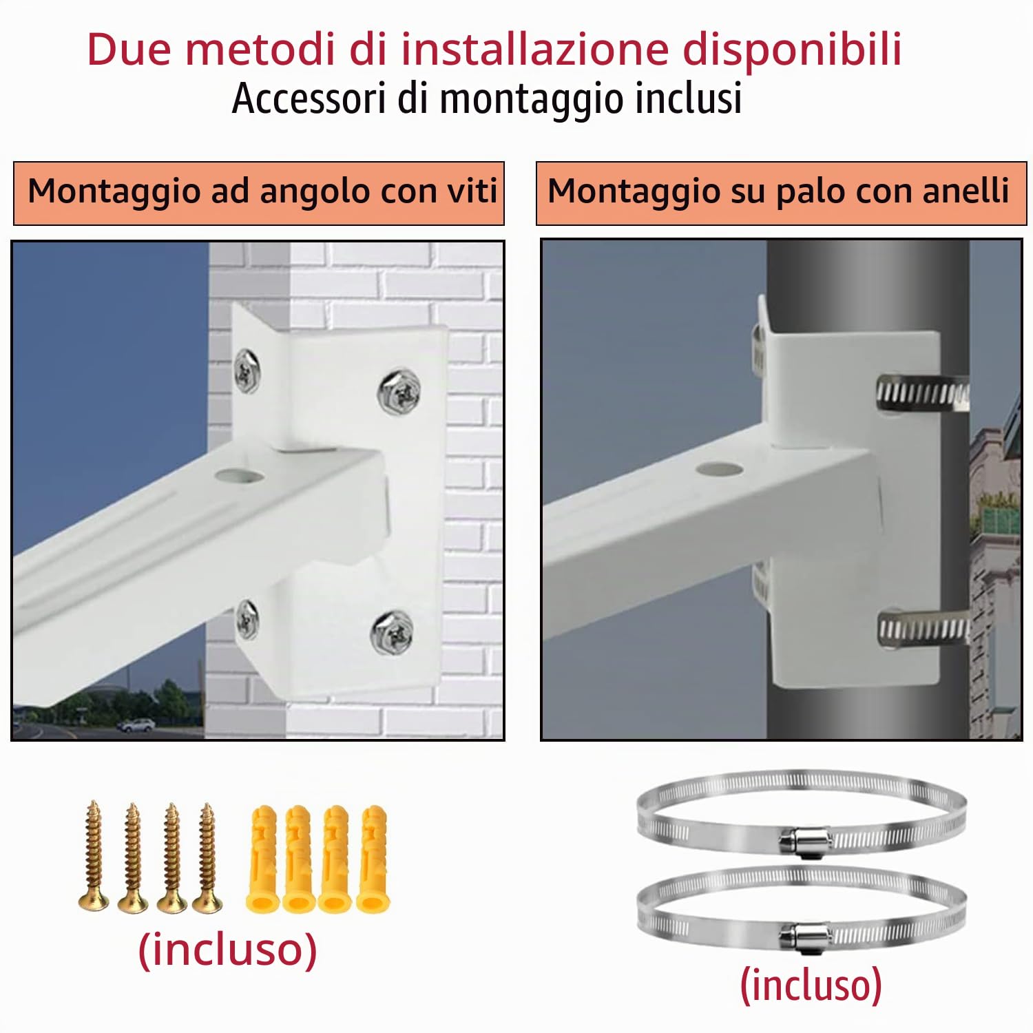 E-HORDE 2pcs Staffa di Montaggio Verticale Universale per Telecamera di Sicurezza, Regolabile Staffa in Alluminio, Montaggio a Parete ad Angolo o su Palo Verticale per Telecamera CCTV di Sicurezza
