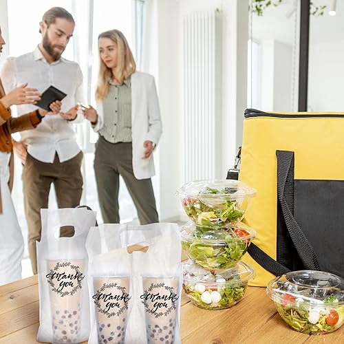 Miniatura 5 de Kisston 1000 unidades de bolsas de plástico para la entrega, bolsas de plástico con asa transparente de agradecimiento para bebidas, bolsas de