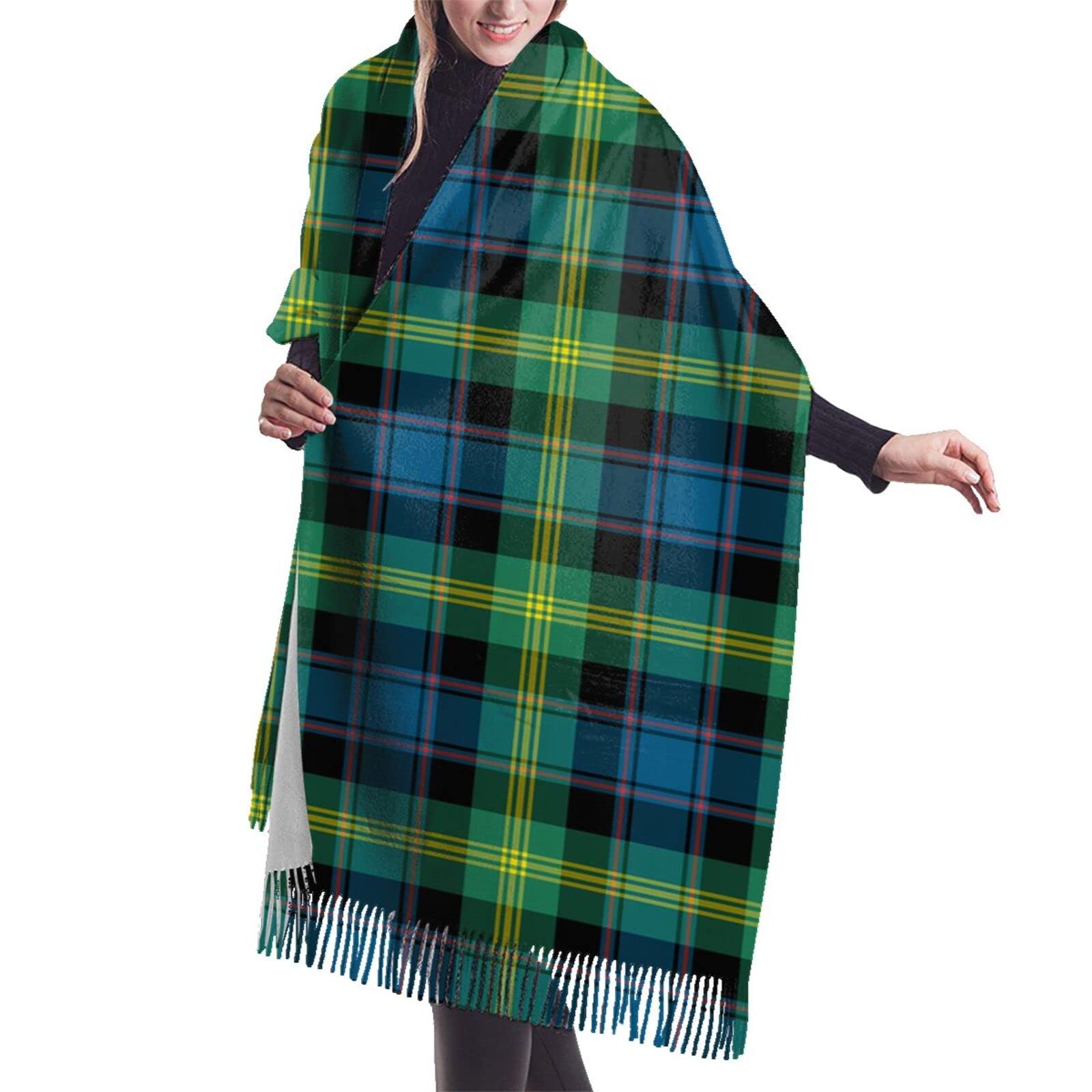Wpamlrta Women Blanket Scarf Long Shawl Clan Farquharson Tartan Cashmere Feel Shawl Wrap Winter Warm Scarf 77x27inch
