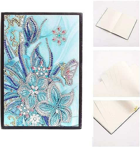 Generic 5D Diamond Painting Notebook and Bookmark Kits Butterfly Among Flowers Cover Leather Special Shaped Journal Sketchbook Crystal Diamond Art