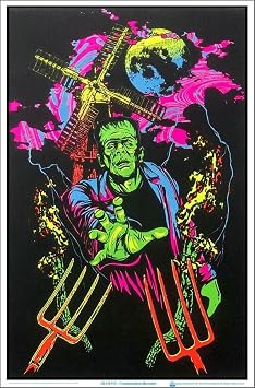 Scorpio Posters Frankenstein Monster - Officially Licensed Blacklight Flocked Poster - 23" x 35"