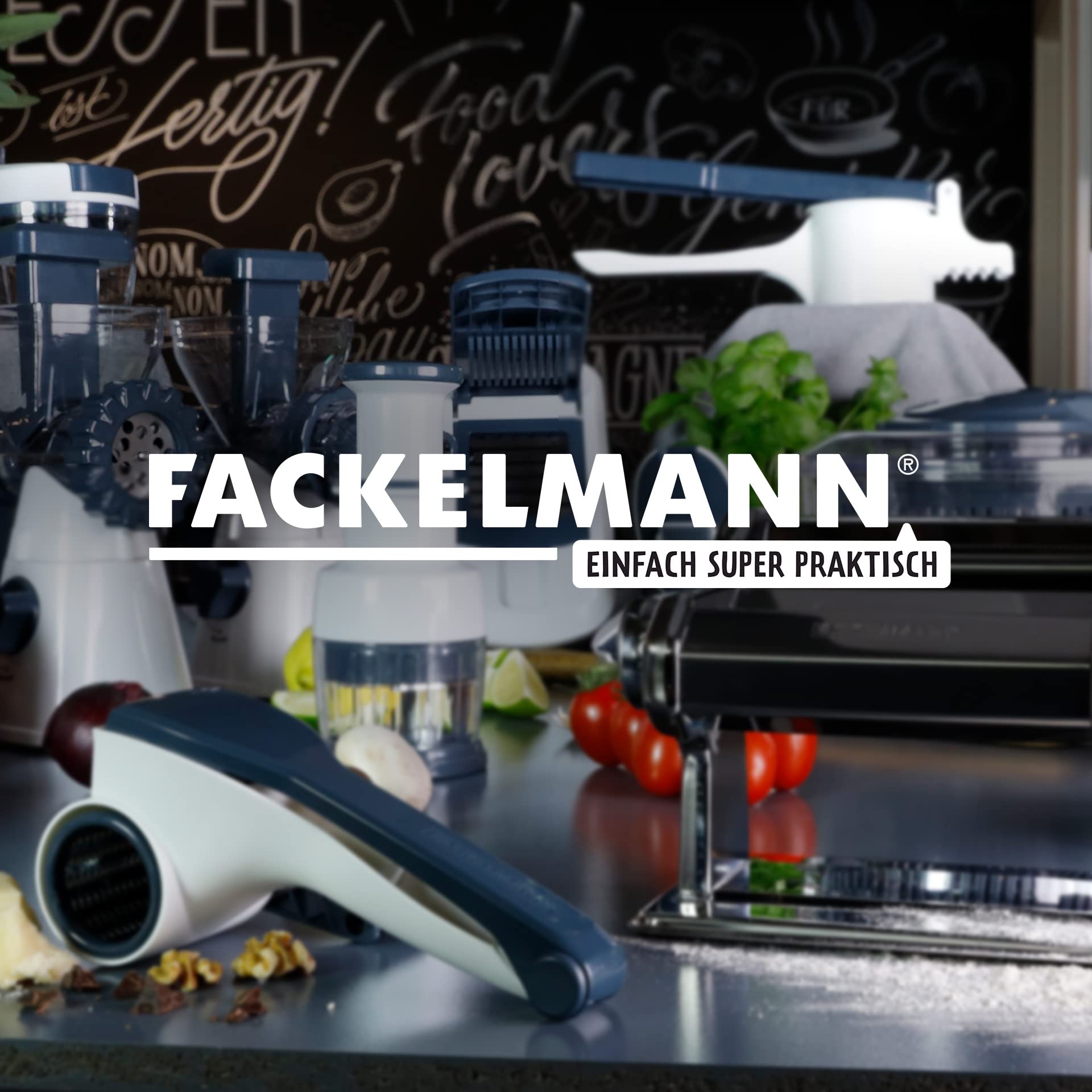 Fackelmann #easyprepare Saftpresse für Obst und Gemüse – Fruchtsaftpresse zum einfachen Entsaften – Manueller Entsafter inklusive Behälter mit Sieb (400 ml)