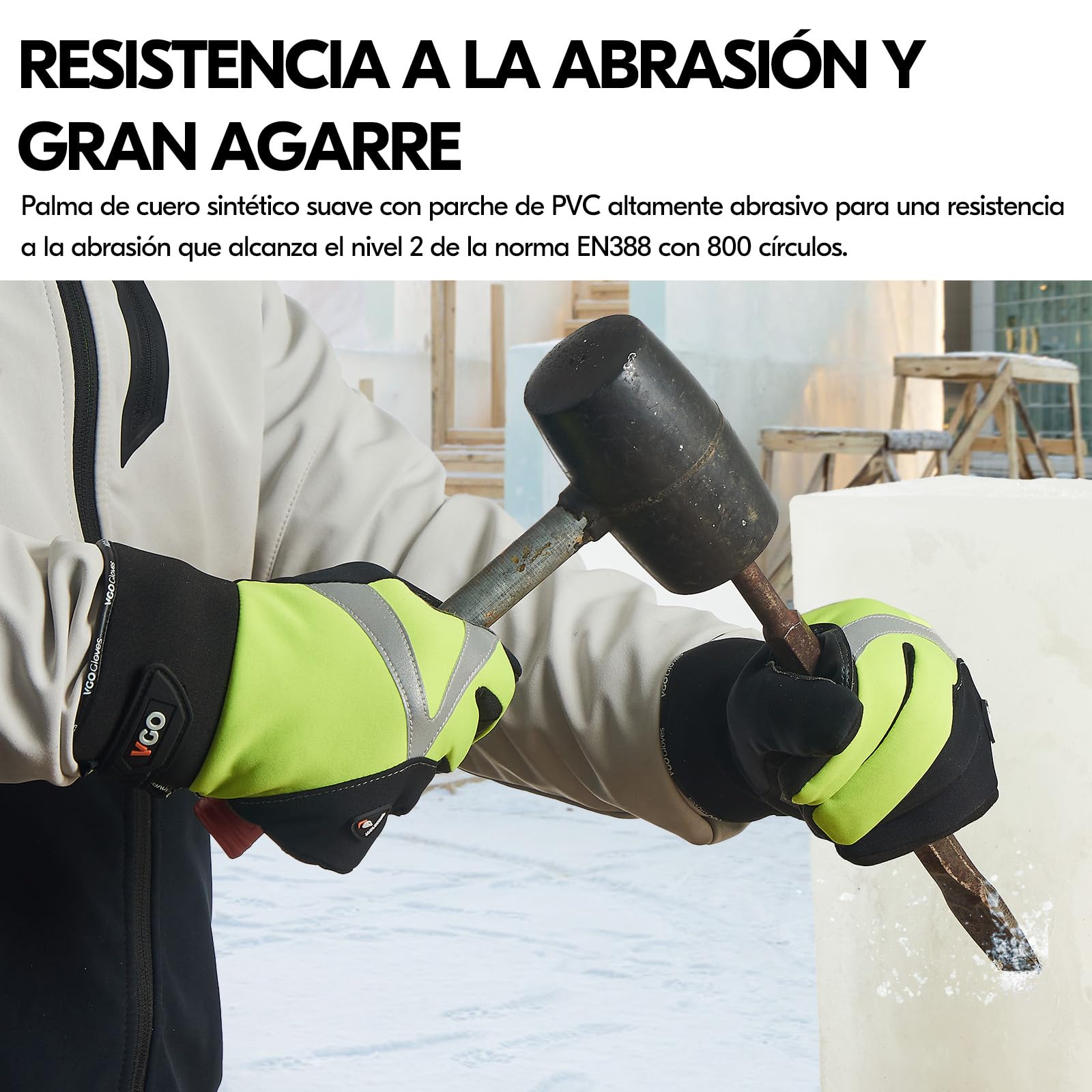 Vgo... 2 pares Guantes Invierno Hombre Impermeable -20 ℃, Touchscreen Guantes de Trabajo Frio Extremo para Carpintería Almacén Jardineria Scooter Montaña