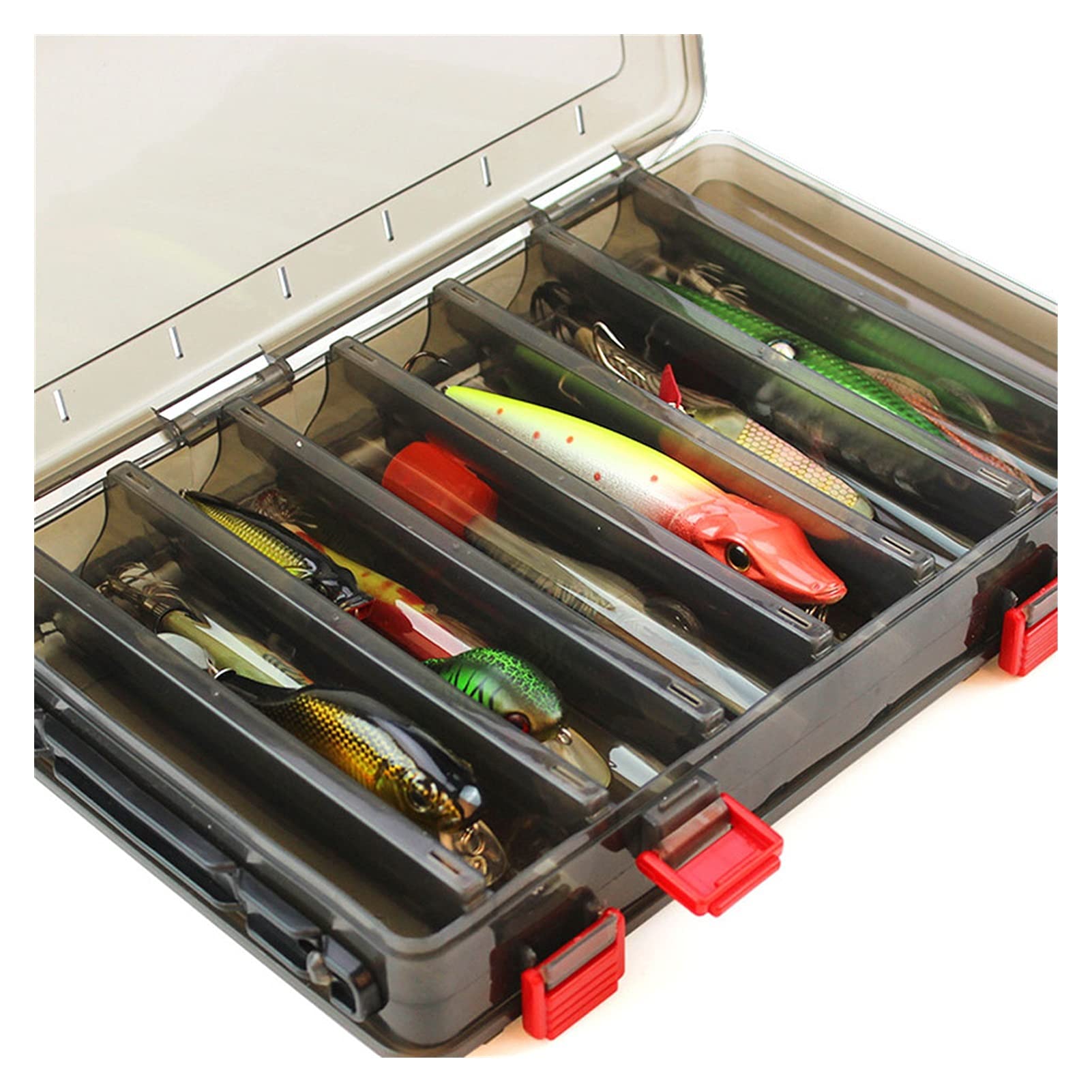 Caja de Almacenamiento Para Anzuelos de Pesca Tackle de pesca Pesca de doble cara Pesca de plástico Caja de señuelos de pesca grande Cajas de gancho de señuelos Caja de topes 14 compartimentos Contene