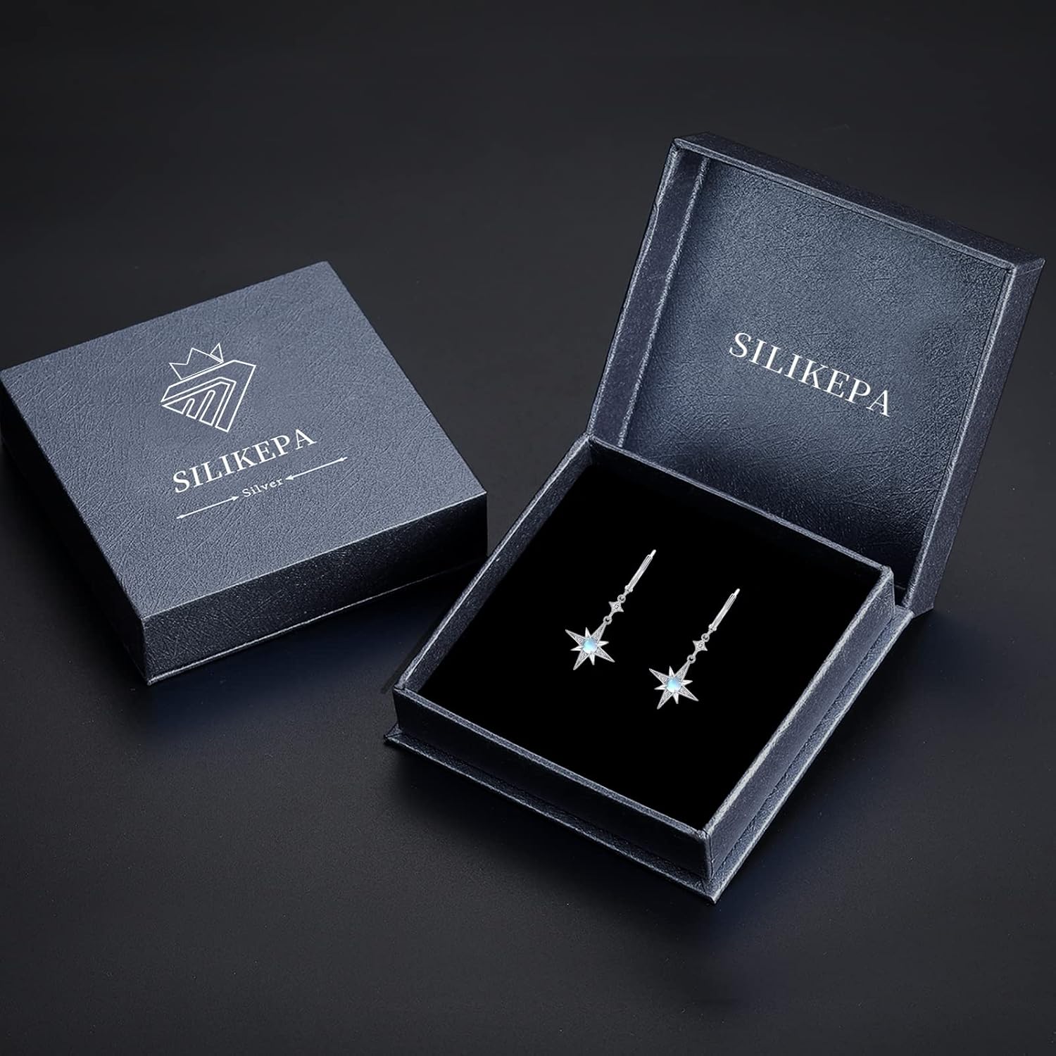 Star Earrings for Women 925 Sterling Silver Star Dangling Drop Earrings with Moonstone/Zircon Jewelry Gifts for Women - Image 7