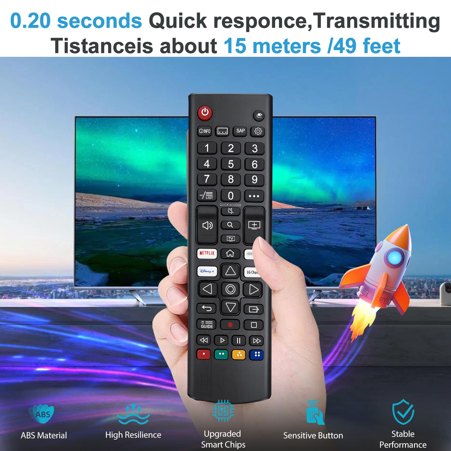 Universal Remote for LG TV Remote Control (All Models) Compatible with All L G LED OLED LCD UHD HDTV HDR Webos 4K 8K Smart TV with Netflix,Video,L G Channels Button,Disney Plus — view 6