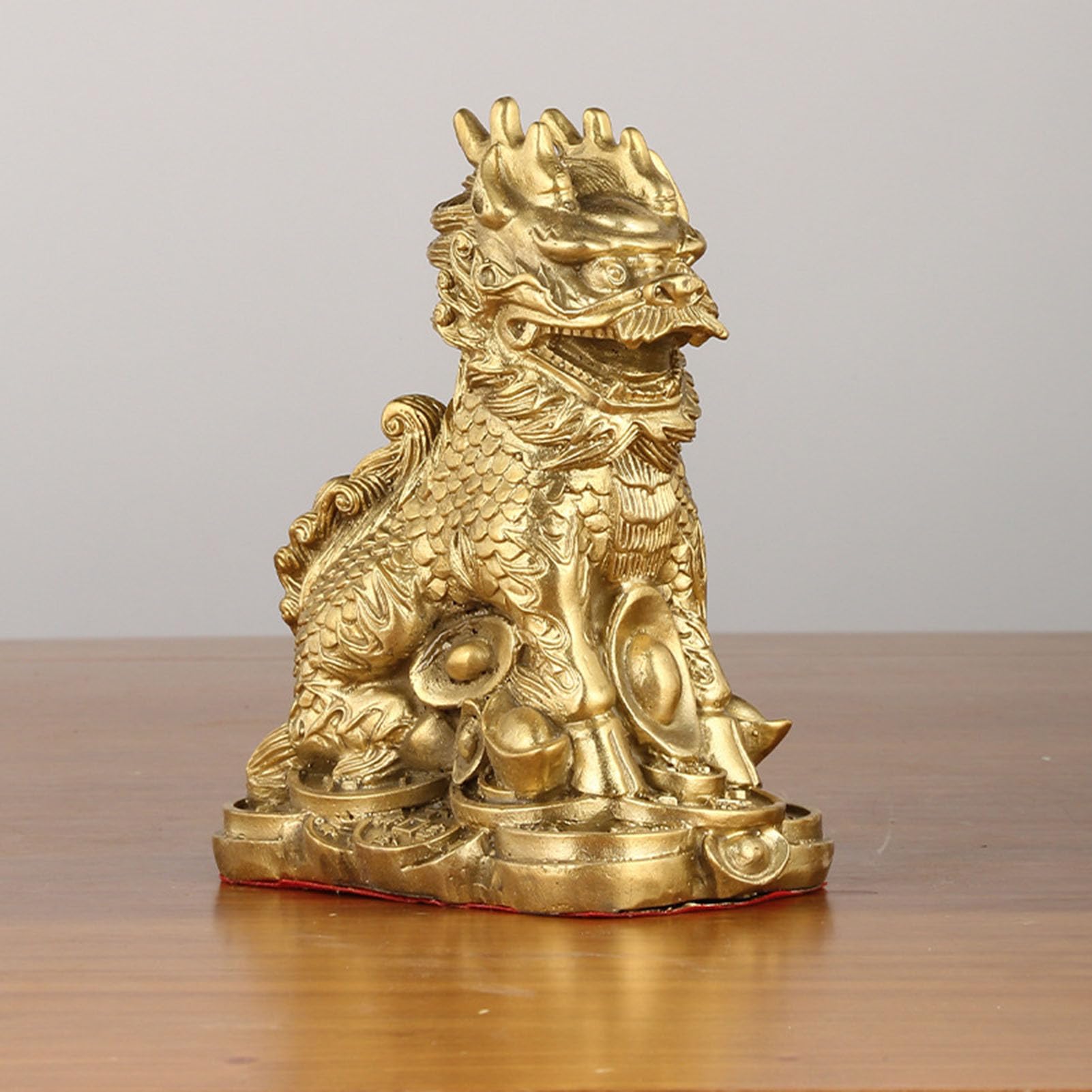 Chiński posąg Feng Shui Chi Lin/Kylin, atrakcja bogactwa w grudniu lub | Kolekcja prezentów, opiekun Qilin, przyciąganie pieniędzy i powodzenia, dobrobyt bogactwa, rzeźba do dekoracji wnętrz