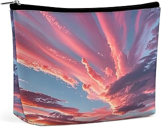 Sky Scenery of Sunset Beauty Makeup Bag for Women Portable Cosmetic Bag Waterproof Toiletry Bag Storage Bag Large Makeup Pouch Aesthetic Handheld Makeup Bag for Travel Work