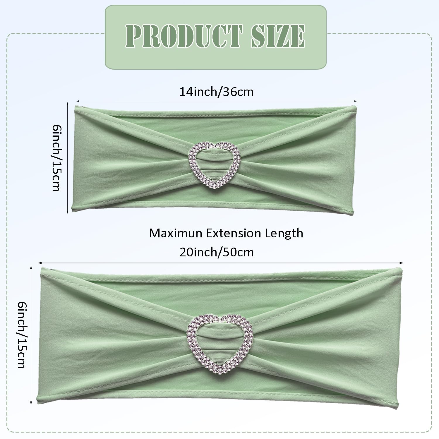 Sage Green Chair Sashes 60 Pack Spandex Sage Green Sashes for Chairs Stretch Chair Sashes Clearance Universal Sage Chair Sashes Bands with Heart Buckle Slider for Wedding Banquet Party Decorations