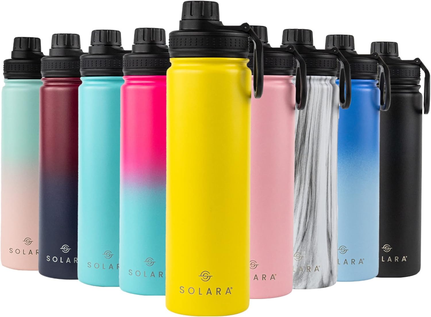 SOLARA Metal Water Bottle with Straw Drinking Bottles for Adults