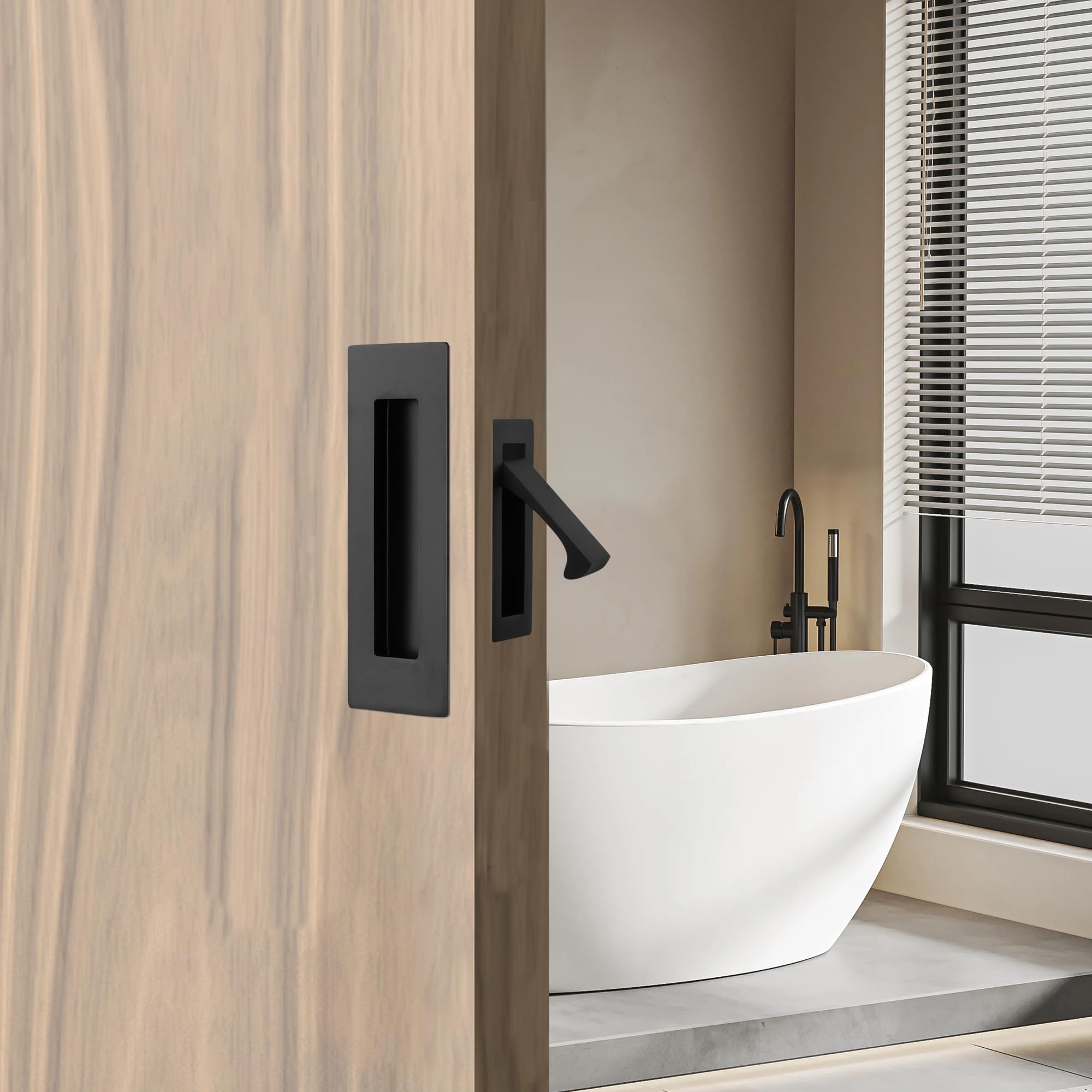 Malimali Pocket Door Pull and Edge Pull Set, Door Handle Matte Black, 3 Pcs — Amazon image 5