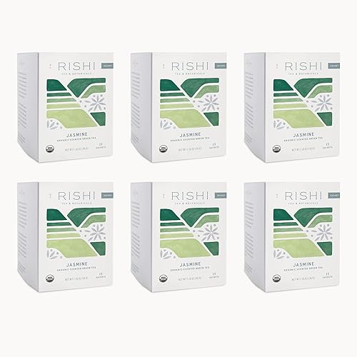 Rishi Tea Organic Jazmín verde bolsas de té, 15 unidades (paquete de 6)