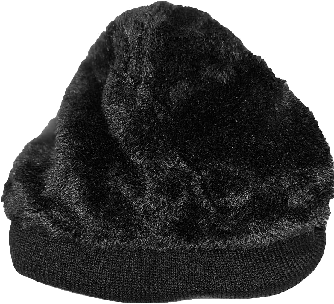 NY Winter Knit Beanie with Logo, Unisex - One Size - Black - Insulated Comfy Hats, Cuffed Design - Image 3